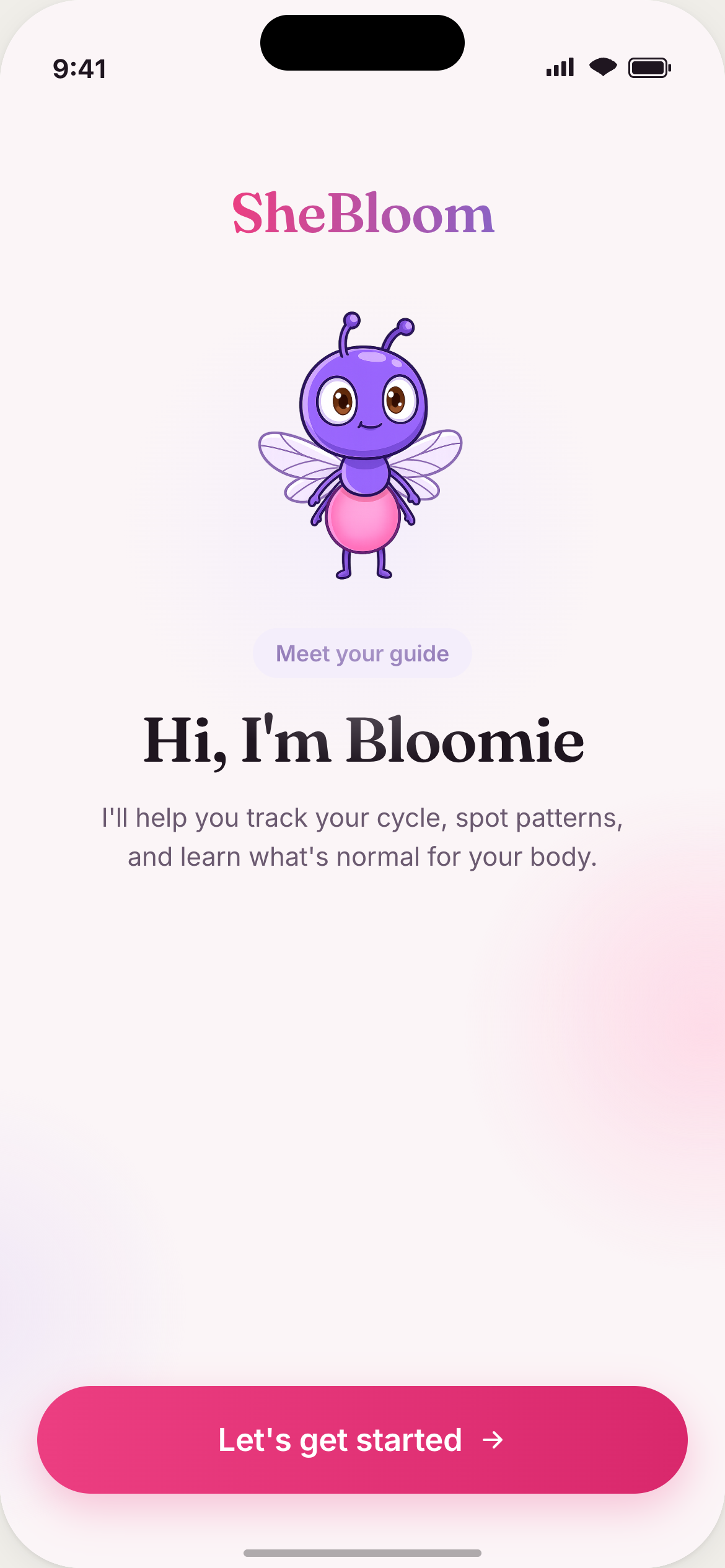Bloomie companion in the SheBloom app